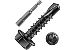 SG TZH (218Pcs)#8 x 3/4" Sheet Metal Screws 410 Black Stainless Steel Hex Washer Head Fast Self Tapping Screws Tek Screws with Hex Socket Included