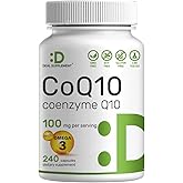 DEAL SUPPLEMENT CoQ10 100mg with Omega 3 100mg, 240 Capsules | Bioavailable Coenzyme Q10 Formula | Non-GMO