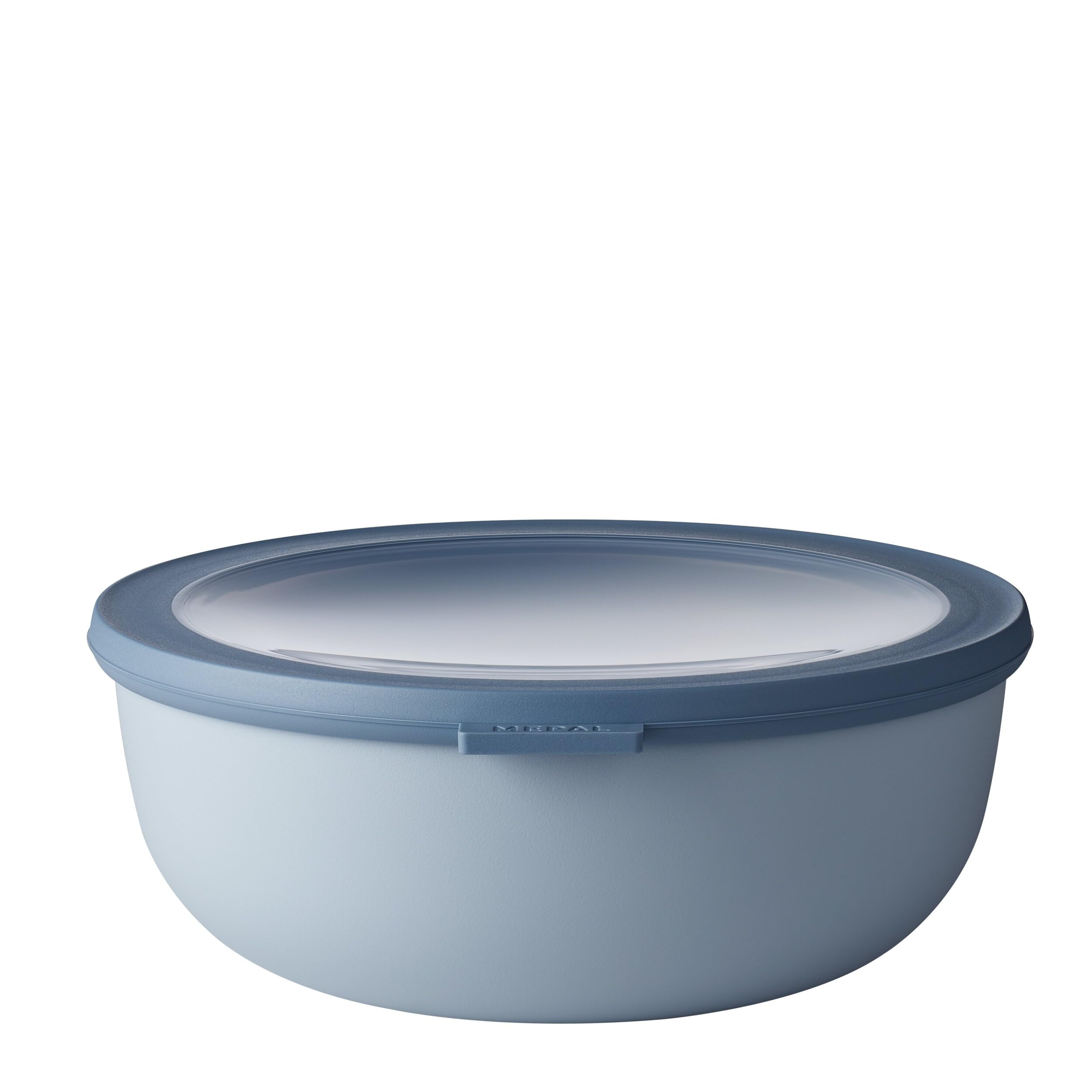 Mepal – Multi Bowl Cirqula Rectangular – Food Storage Container with Lid - Suitable as Airtight Storage Box for the Fridge & Freezer, Microwave Container & Servable Dish – 2250 ml – Nordic blue
