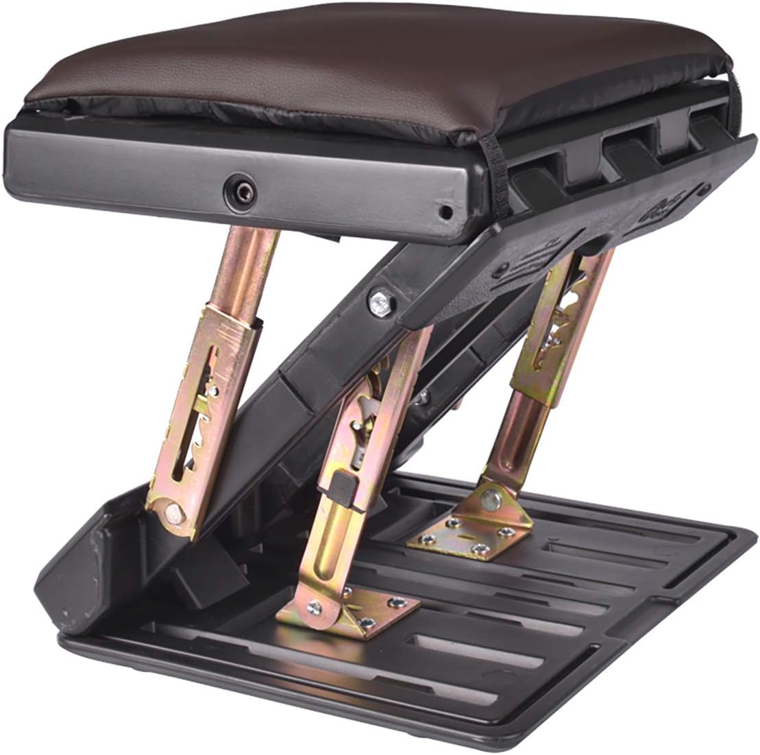 Adjustable Footrest with Removable Soft Foot Rest Pad Max-Load 120Lbs with Massaging Beads 4-Level Height Adjustment for Car, Under Desk, Home, Train (Brown) : Office Products
