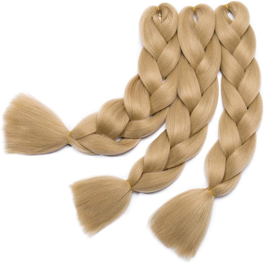 3 pcs 24 Inch Braiding Hair Extensions Ash Blonde Braiding Hair Synthetic Braid Hair Extensions for Women - Image 3