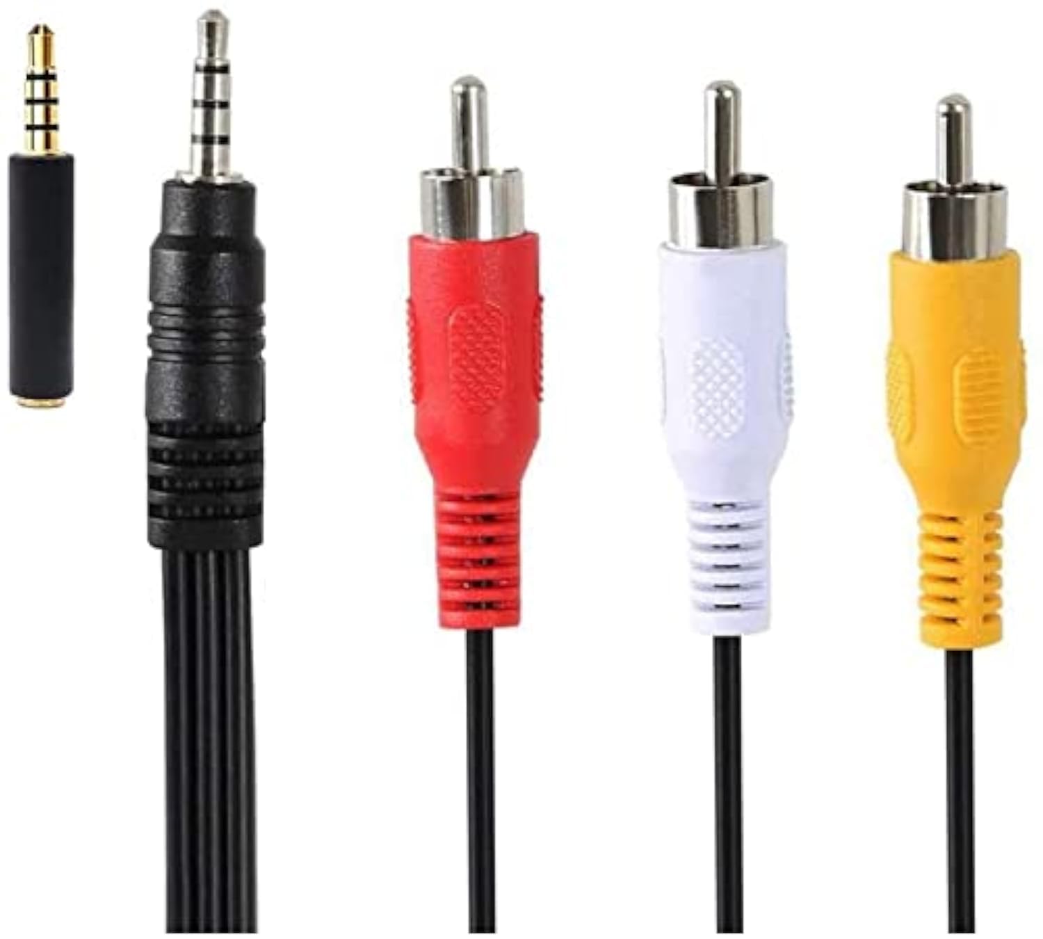 Pardarsey 3.5mm to RCA AV Camcorder Video Cable, 3.5mm Male to 3RCA Male Stereo Audio Video Aux Cable for Smartphones, MP3 Players, Tablets, Speakers, Home Theater
