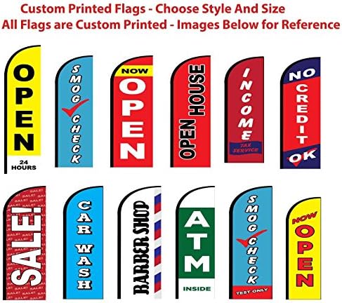 Custom Flag Full Color Advertising Banner Includes Flag Pole &amp; Ground Spike (Choose Style and Size) (Blade Flag 21')