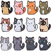 HUAAPLEVLA 12Pcs Cat Silicone Beads for Keychain Making Unique Focal Beads for Pens Cute Animal Focals for Bracelets Necklace Earrings Jewelry Making