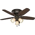 Hunter 42 inch Indoor Ceiling Fan with LED Lights - Bronze Ceiling Fan with Pull Chain, For Bedroom, Living Room, or Kitchen,