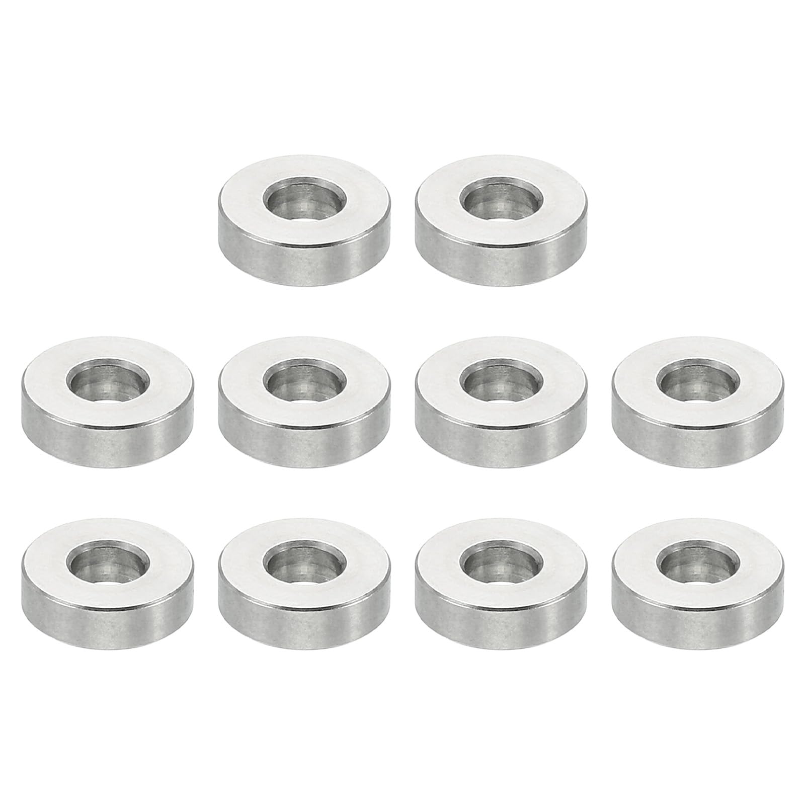 PATIKIL M4 Stainless Steel Spacers, 10 Pcs Metal Spacer Stainless Steel 4.2mm ID x 10mm OD x 3mm L Stainless Steel Spacers Screw Standoff Round for 5/32inch or M4 Screw Bolts