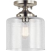 Kichler Winslow 8.5" Semi Flush Mount Light in Brushed Nickel, 1-Light Foyer or Bedroom Light with Clear Seeded Glass, (8.5" 