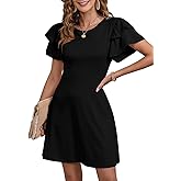 Dokotoo Women 2025 Summer Ruffle Edge Sleeve Dresses Floral Casual Beach Mini Dress with Pocket