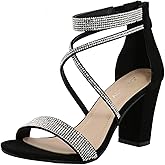 TOP Moda Rosa-66 Ankle Strap Dressy High Heel Sandal, Non-slip Sole, For Wedding, Party, Prom, Evening Wear, or Any Occasion, Sleek Style Block Heel Sandals