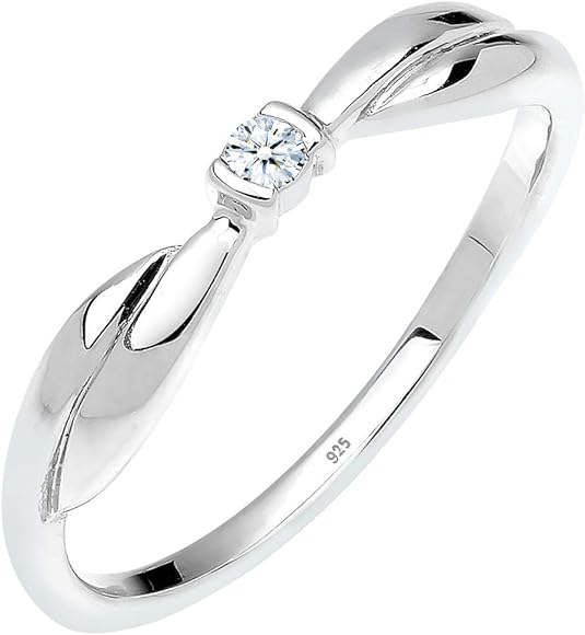 Diamore Women S 925 Sterling Silver 0 03 Ct Xilion Cut White Diamond Engagement Ring Size P Amazon Co Uk Jewellery