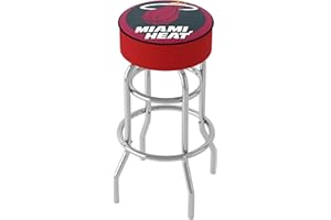 Bar Stool - Miami Heat Logo Stool with Foam Padded Seat - Swivel Chair for Game Room, Garage, or Home Bar by Trademark Global
