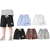 Toddler Shorts for Baby Boys Cotton Elastic Waist Shorts with Cartoon Print 6 Pack Toddler Baby Boy Summer Clothes 6M-5T