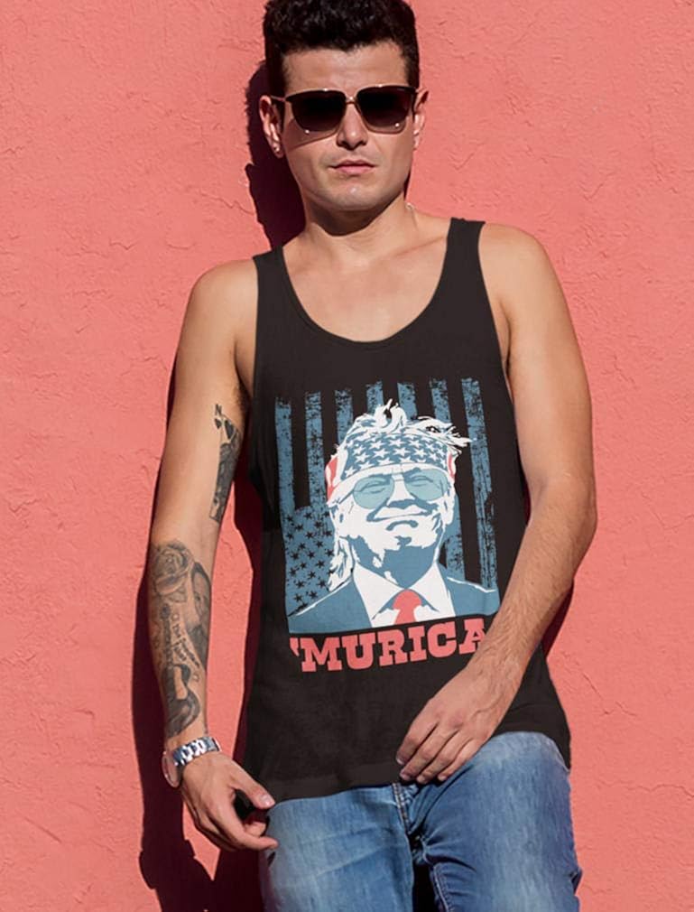 Donald Trump 2020 Tank Murica 4th of July Patriotic American Party USA Singlet: Clothing