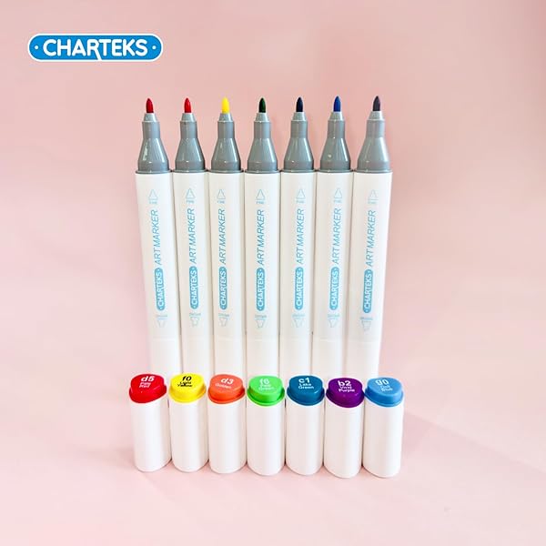 CHARTEKS 80 COLORS ART MARKERS, DUAL TIPS DRAWING MARKERS SET FOR KIDS & ADULTS, NO BLEED THROUGH COLORING MARKER PENS FOR SKETCHING, BULLET JOURNALING, BEGINNER ARTIST SUPPLIES (WATER-BASED)