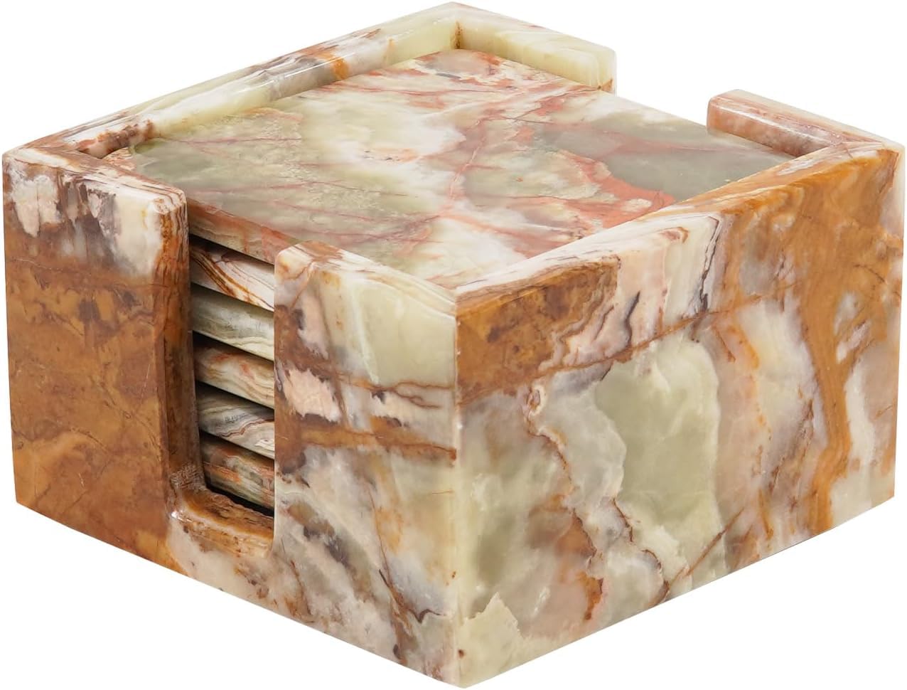 Radicaln marble Coasters for Drinks Square Green 3.5 Inches handmade Coaster for Modern Desk Décor & Outdoor Kitchen - Car Coasters