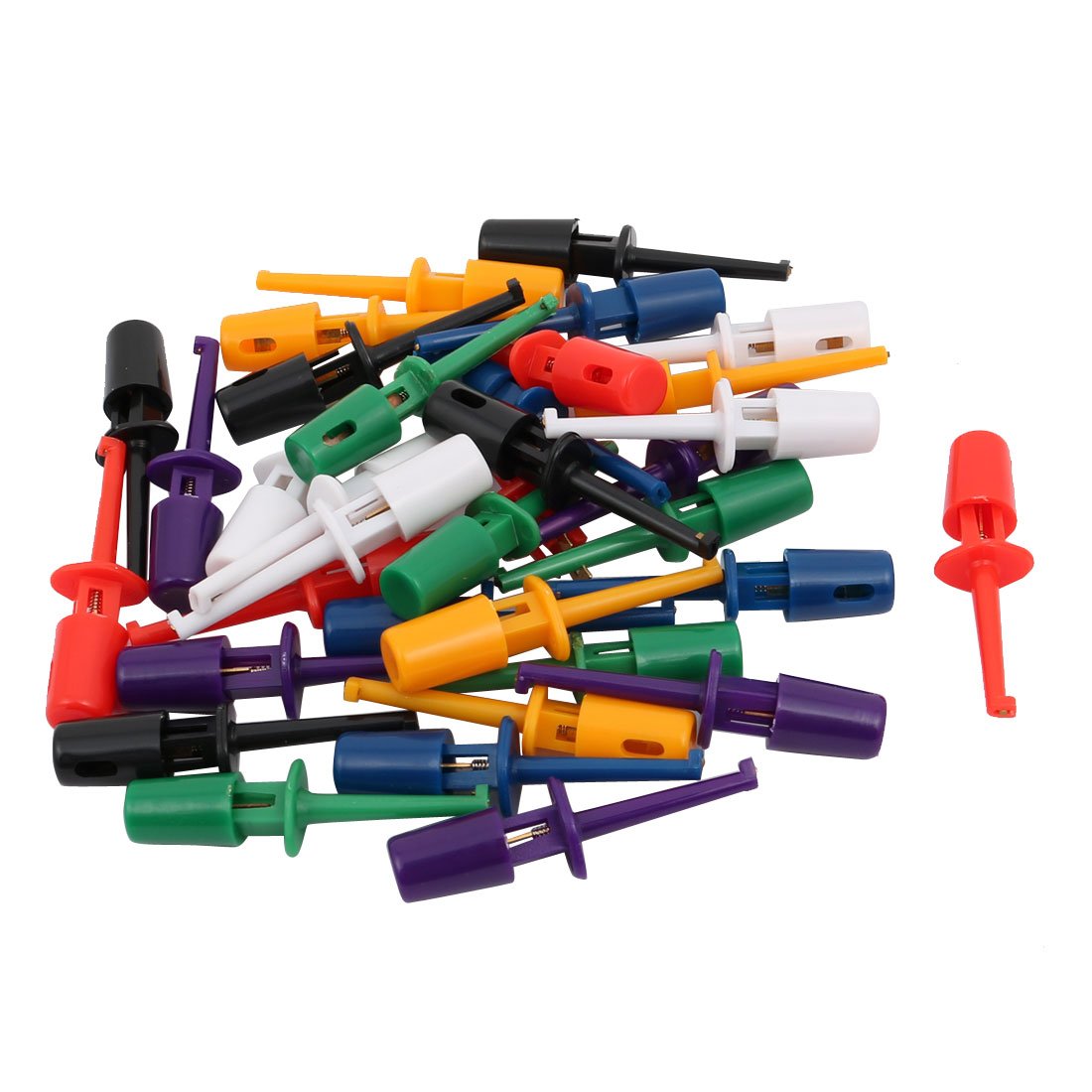 Sourcingmap Plastic Electronic Mini Test Hook Probe Spring Clip for Multimeter Lead Cable 35Pcs