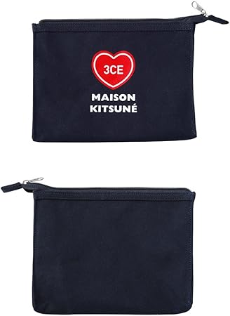 Amazon 3ce メゾンキツネキャンバスカラーポーチネイビー 海外直商品 Maison Kitsune Canvas Pouch Navy 並行輸入品 ビューティー 通販