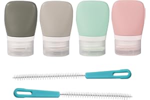 TACYKIBD 4Pcs Squeeze Salad Dressing Bottles, Leakproof Mini Sauce Condiment Bottles and Dressing to Go for Lunch, Portable Salad Dressing Container with 2Pcs Cleaning Brush (1.3OZ, 38ML)