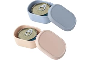 SLSON Canned Cat Food Storage Container for 3oz Cat Cans, 2Pack Silicone Airtight Can Cover Pet Food Sealer Reusable Sealing Box for 2.56''/65mm Can Keep Food Fresh