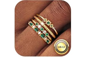 ORAZIO Gold Stackable Rings for Women Non Tarnish Dainty 14K Gold Plated Thin Knuckle Band Thumb Ring Set Cubic Zirconia Statement Anniversary Promise Wedding Engagement Stacking Rings Size 6-10