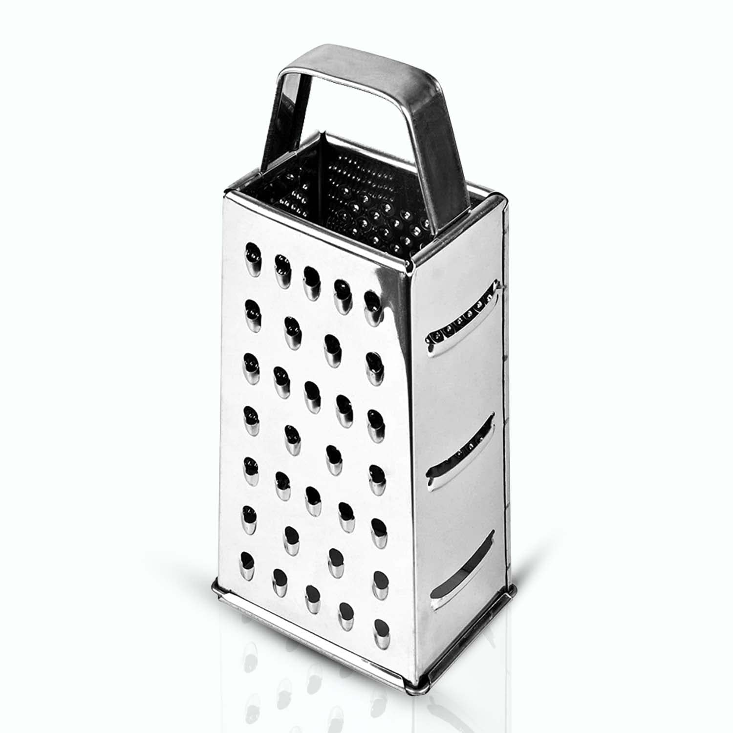 Vinod Stainless Steel Cheese Grater - Hand held Zester/Grater/Slicer, 4 Sided Box cheese grater - For Kitchen, Functions for Fine Grating, Zesting, Slicing