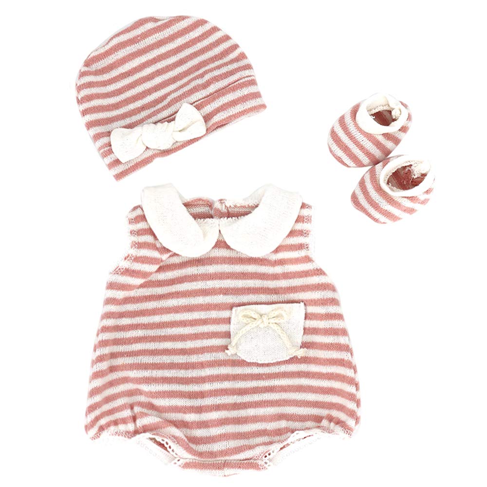 ZWOOS Doll Clothes for New Born Baby Doll, Cute Cotton Outfit with Hat and Socks for 18" Doll (40-45cm)