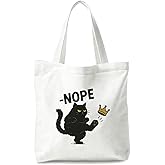 VEEMIKATILL Black Cat Canvas Tote Bag Canvas Aesthetic Tote Bag for Women No Kind Women Shopping Trendy Gifts