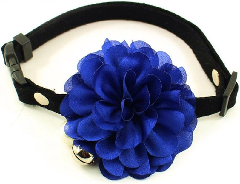PetFavorites Designer Wedding Flower Suede Leather Pet Cat Dog Bow Tie Collar Necklace Jewelry with Bell Charm for Pets Cats Small Dogs Female Puppy Chihuahua Yorkie Girls Costume Outfits, Adjustable