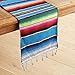 OurWarm Mexican Table Runner Handwoven Fringe Cotton Serape Blanket Table Runners, Colorful Mexican Stripe Table Runner for Mexican Party Decorations Fiesta Party Supplies, 14in x 84in