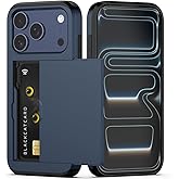 Nvollnoe Compatible with iPhone 17 Pro Case with Card Holder Dual Layer Heavy Duty Protective Shockproof Hidden Card Slot Slim Wallet Phone Case for Women&Men 6.3 inch(Blue)