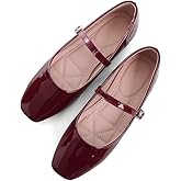TN TANGNEST Women's Ballet Flats Fashion Mary Jane Flats Shoes for Women Cute Square Toe Slip on Dress Flats Wine red 42(9.5) 2