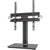 Universal Swivel TV Stand - Table Top TV Stand for 27-60 inch LCD LED TVs - Height Adjustable TV Base Stand with Tempered Gla