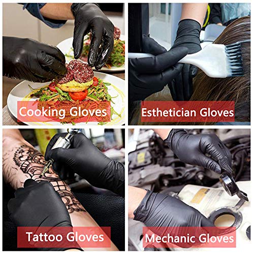 NOSAME Disposable Nitrile Gloves-5 mil Thick,Latex Free,Powder Free,Textured,Black,Large,Non-sterile,Exam,Cleaning Professional Grade for Automotive,Food Handling,BBQ,Dishwashing,Painting (Black, L)
