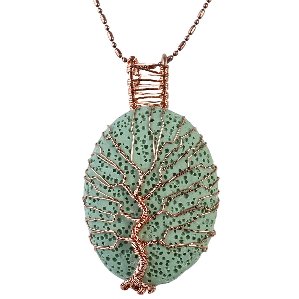 KYEYGWO Tree of Life Stone Pendant for Women, Handmade Wire Wrapped Healing Crystal Necklace for Jewelry