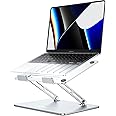 NTMY Aluminum Laptop Stand for Desk, Adjustable Laptop Stand, Folding Laptop Riser for Desk,Computer Notebook Stand Compatible with MacBook air pro, Acer, HP, Lenovo, Dell(10-16")-Silver