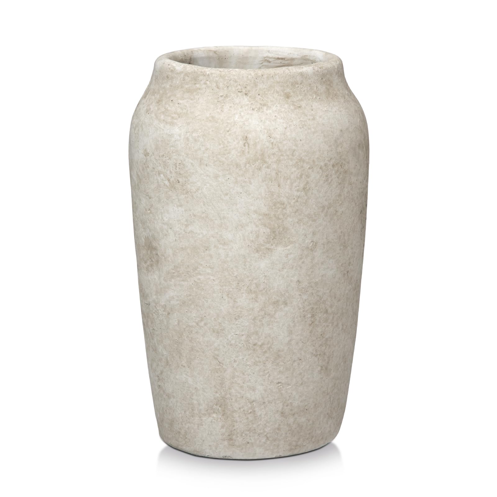Photo 1 of Briful 9.06'' Large Ceramic Rustic Vase Shabby Vintage Textured Vase, 4.33'' Wide Mouth Pampas Vase for Fake Flowers Branches, Farmhouse Home Décor, Weddings Shelf Table Decor,Heige