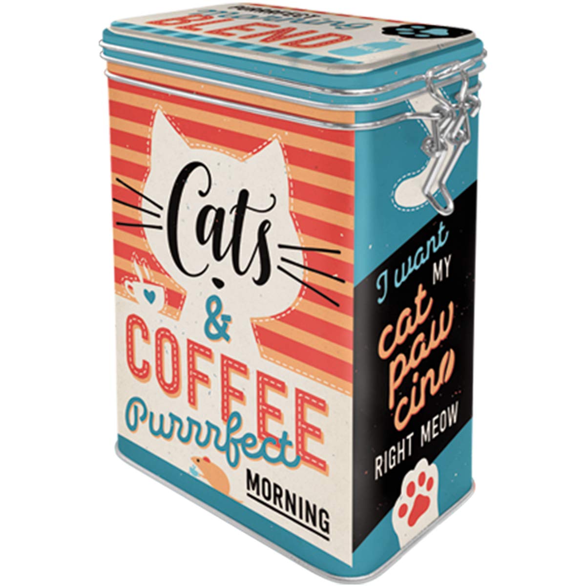 Nostalgic-Art Cats & Coffee-Gift Idea for Cat Owners, Large tin for coffee with aroma lid, Vintage Design, 1.3 l