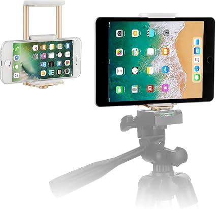 Amazon Peyou タブレット スマホ用三脚マウント スマホホルダー 7 10インチ 三脚 自撮り棒両用 1 4ネジ穴 クリップ 固定 角度調整 Ipad Iphone タブレット スマホスタンド 金 スタンド 通販