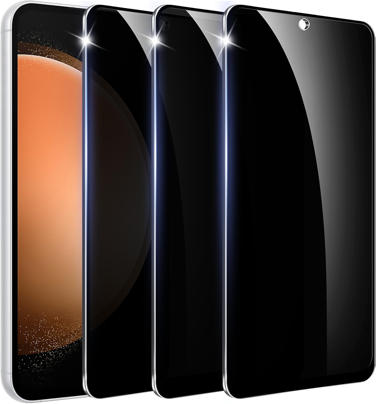 Amleute 【3+1 Pack】 Designed for Samsung Galaxy S23 FE 5G Privacy Screen Protector,9H Tempered Glass【Not Support Fingerprint Unlock】 AntiSpy Film Compatible With Samsung S23FE 5G