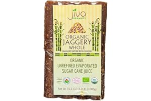 Jiva Organic Jaggery Whole (Gur, Panela) 2 LB (908g) - Raw Wholesome Sugar / Organic Sugarcane