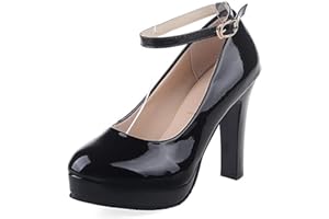 WUIWUIYU Women's Cosplay Platform Ankle Strap Mary Jane Shoes Prom Pump Stiletto High Heeled Pumps
