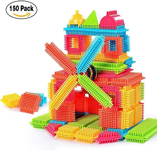 Fullfun 150pcs Bristle Shape 3D Building Blocks Tiles Construction Playboards Educational Toys for Kids Gift