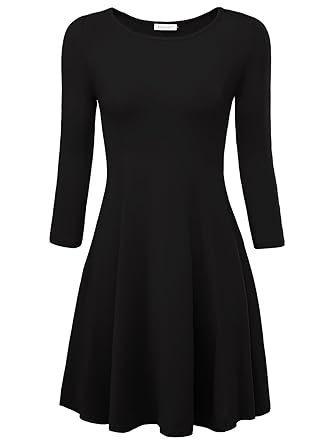 BAISHENGGT Damen Skaterkleid Rundhals Fattern Stretch Basic Kleider