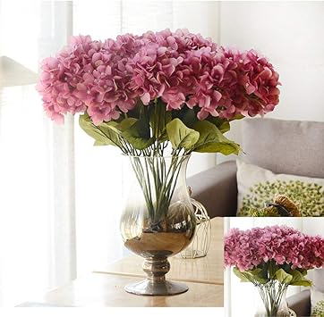 CulturePRN - Ramo de Flores Artificiales de Hortensia, 5 Cabezas