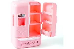 KIMO Dollhouse Mini Refrigerator Furniture, Essential Kitchen Accessory for Dollhouse, Compatible with Mini Foods, Kids' Playhouse Decor