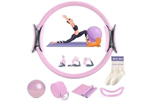 ANONDF Pilates Essentials Kit for Women,Pilates Rings Booty Bands, Yoga Sets for Women,Booty Bands for Working Out Glutes Yoga Ball(Pink/A)