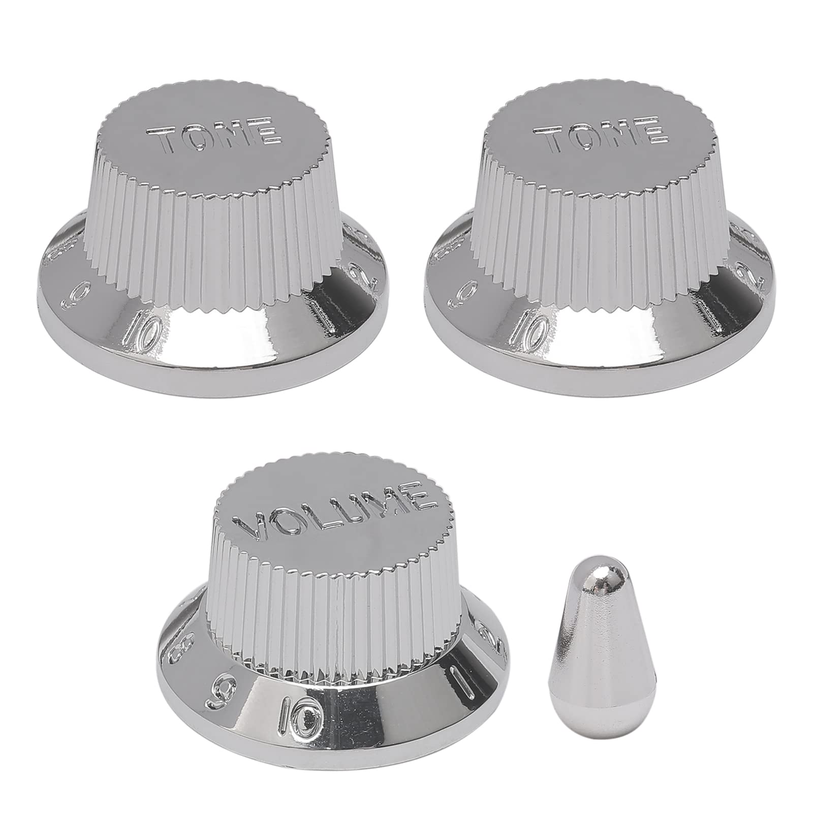 Pxyelec 3PCS Guitar Volume Tone Control Knobs, Potentiometer Dome Knob Chrome with Toggle Switch Tip Knob Cap