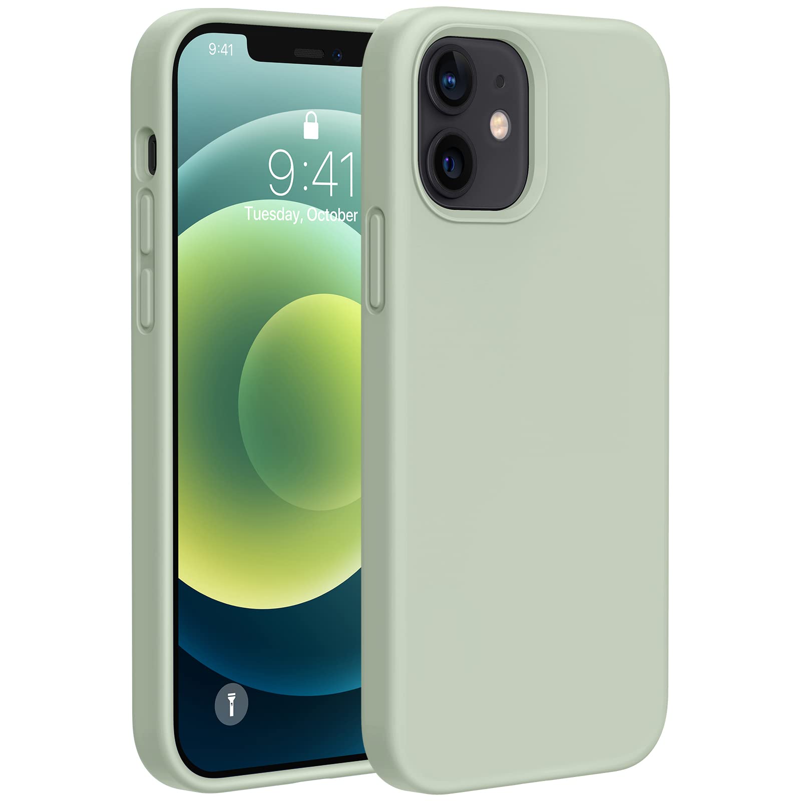 Photo 1 of Miracase Compatible with iPhone 12 Case and iPhone 12 Pro Case, Liquid Silicone Gel Rubber Full Body Protection Shockproof Drop Protection Phone Case for iPhone 12/12 Pro 6.1 inch, Patina Green