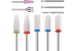 Fiezkaa Nail Drill Bits Set 10Pcs- 3/32 Ceramic Nail Drill Bits for Acrylic Gel Nails Professional Efile Nail Drill Bits Cuticle Remover Diamond Bits for Nails Manicure Pedicure