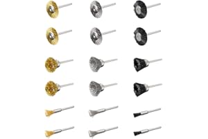 EAEDMY 18Pcs Wire Brushes Set,Steel Wire Wheels Pen Brushes Set Kit Accessories for Rotary Tool-1/8"(3mm) Shank (18)